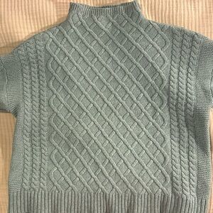 Vince Camuto mock Neck Sweater in Seafoam cotton blend 3/4 sleeve